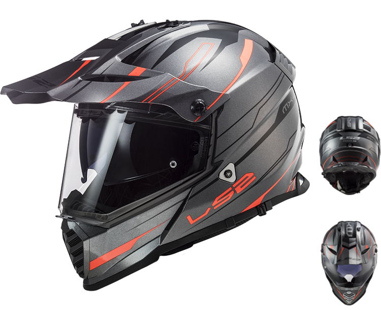 CASCO MOTO LS2 CROSS MX436 PIONEER EVO KNIGHT TITANIO FLUOR NARANJA L